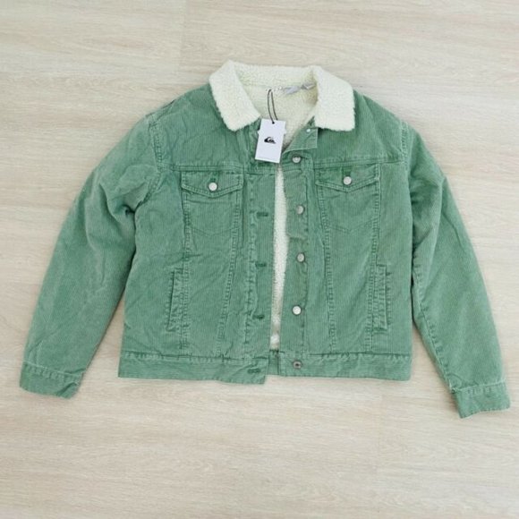 Quiksilver BNWT Women's Cord Jacket Fleece Interior Mint Size XL (14) RRP $130